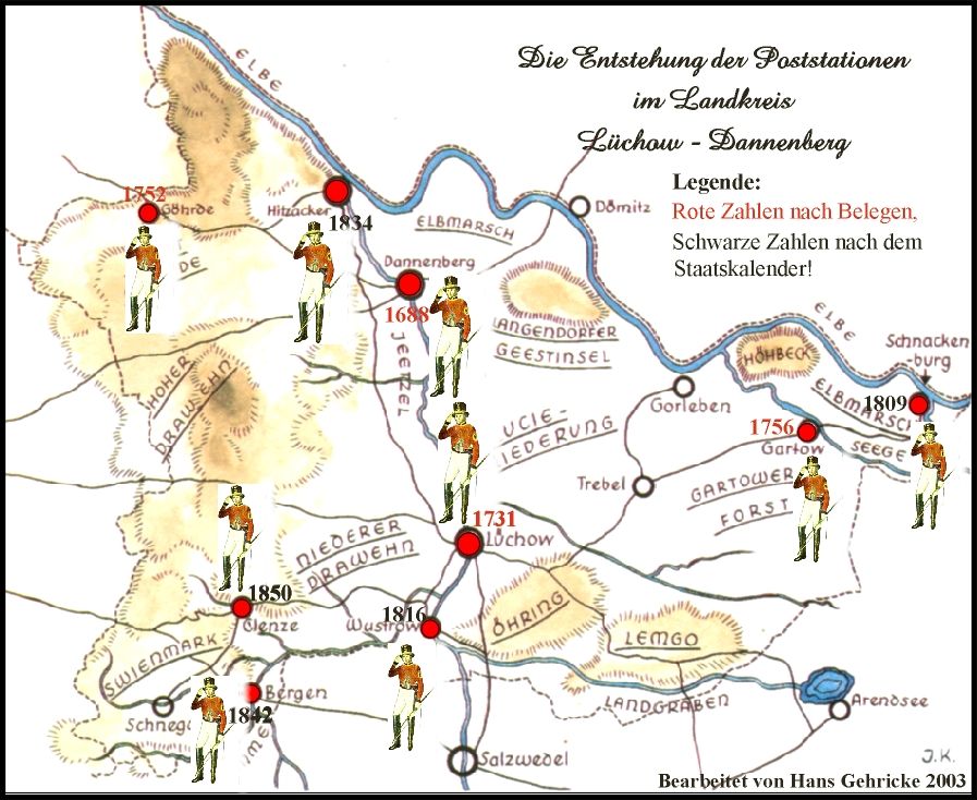 Wendland-Archiv - Karte zur Geschichte der Poststationen